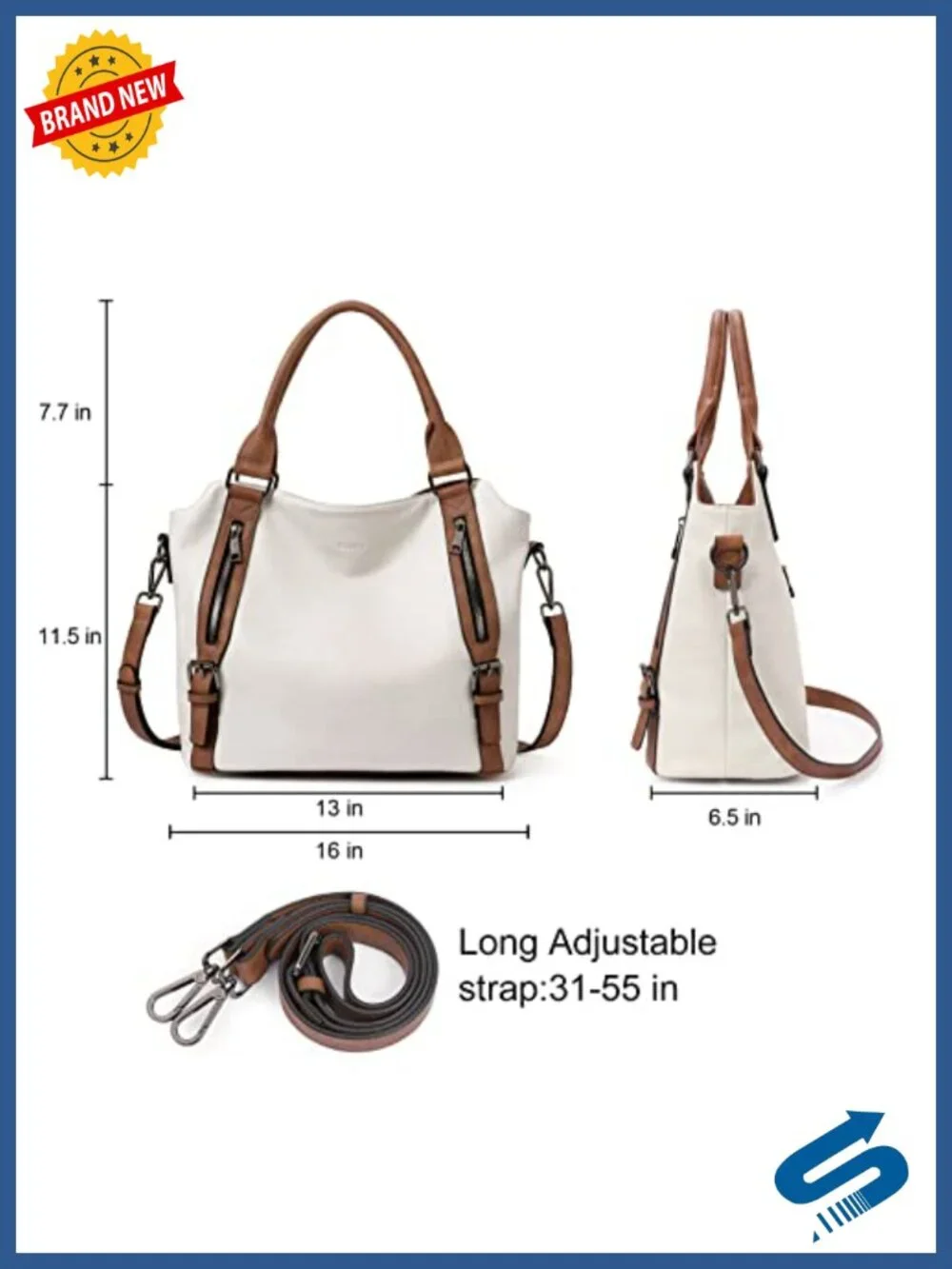 Large Hobo Bag Vegan Leather Water Repellent Shoulder Bag with Adjustable Strap
